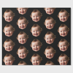 Personalized Cute Baby Face Photo Mom Dad birthday Wrapping Paper