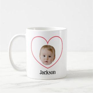 Personalized Cute Baby Face With Heart Line Coffee Mug