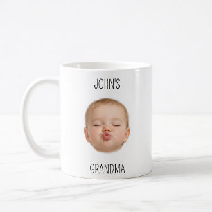 Personalized Cute Baby Kiss Face Grandma Photo Coffee Mug