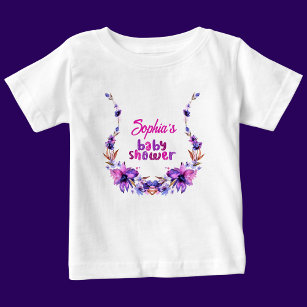 Personalized Cute Baby Shower Floral Pattern Baby T-Shirt