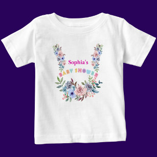 Personalized Cute Baby Shower Floral Pattern Baby T-Shirt