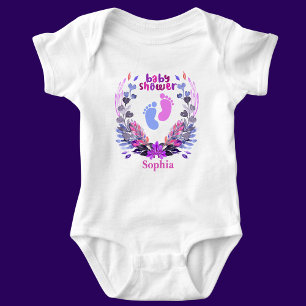 Personalized Cute Baby Shower Floral Pattern Bodysuit