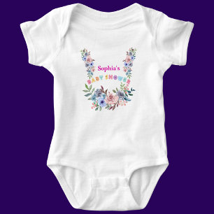 Personalized Cute Baby Shower Floral Pattern Bodysuit