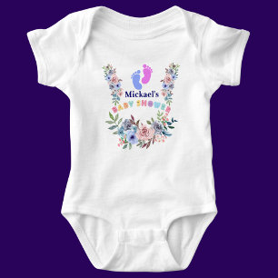 Personalized Cute Baby Shower Floral Pattern Bodysuit