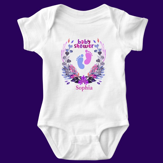 Personalized Cute Baby Shower Floral Pattern Bodysuit (Creator Uploaded)