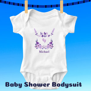 Personalized Cute Baby Shower Floral Pattern Bodysuit