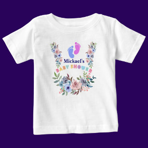 Personalized Cute Baby Shower Floral Pattern T-Shirt