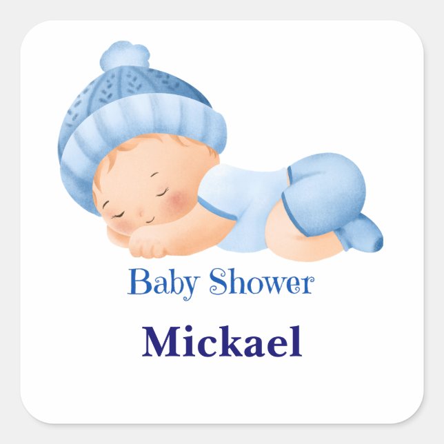 Personalized Cute Baby Shower  Square Sticker (Front)