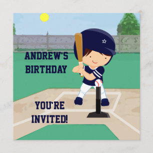 Personalized Cute Baseball cartoon player Invitation