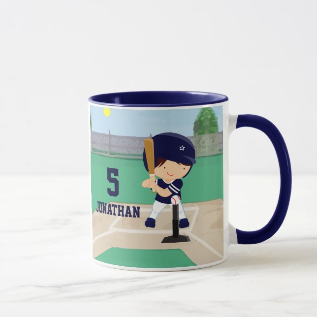 Personalized Cute Baseball cartoon player Mug (Right)