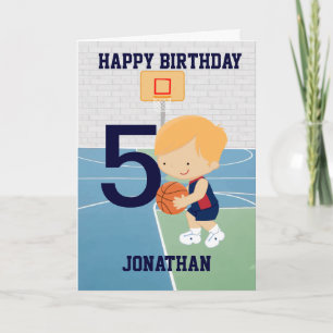 Personalized Cute basketball Birthday Card