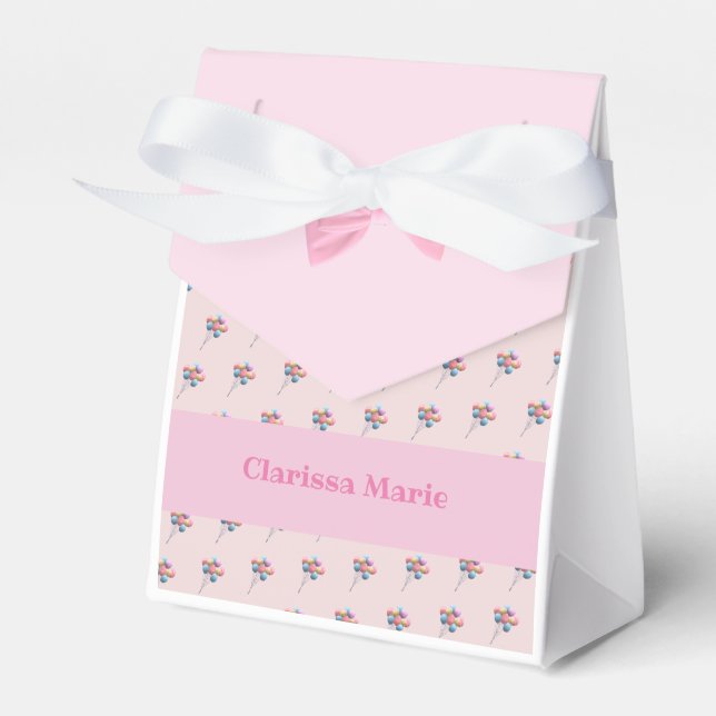 Personalized Cute Bear and Balloons   Favor Box (Front Side)