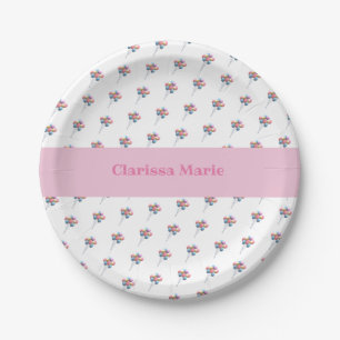 Personalized Cute Bear and Balloons Paper Plate