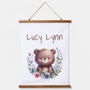 Personalized Cute Bear Cub Nursery Wall Art