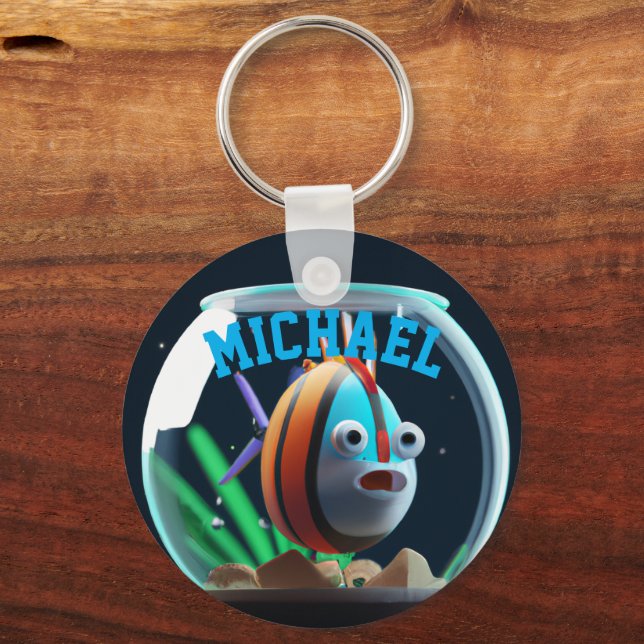 PERSONALIZED CUTE BIG-EYED FISH FOR FISH LOVERS KEYCHAIN (Front)