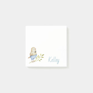 Personalized Cute Bird Botanical Post-it Notes