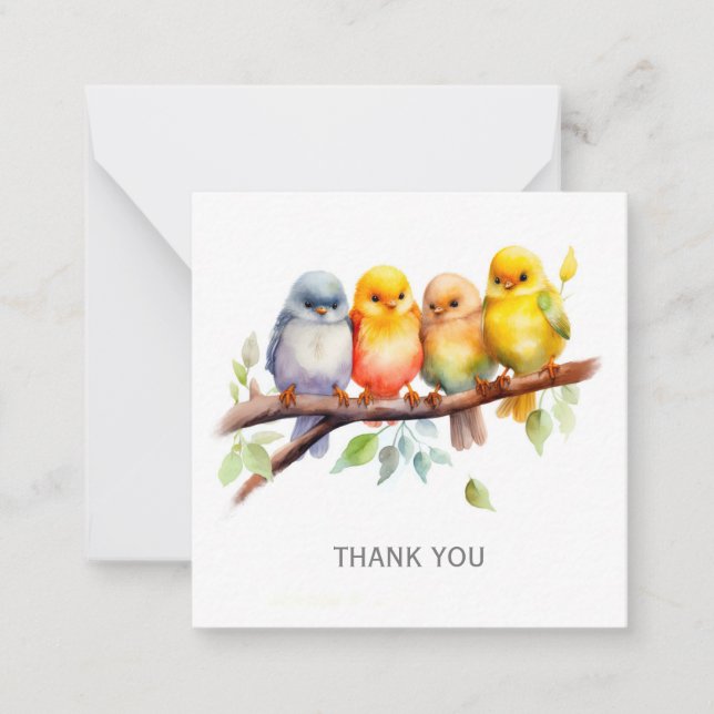 Personalized Cute Birds Thank You Card (Front)