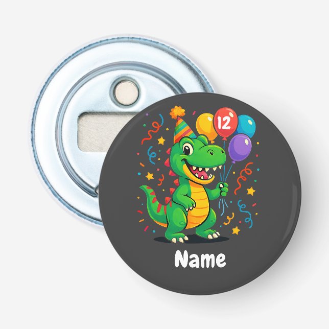 Personalized Cute Birthday Dino Kids  Bottle Opener (Front)