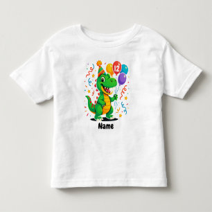 Personalized Cute Birthday Dino Kids Toddler T-shirt