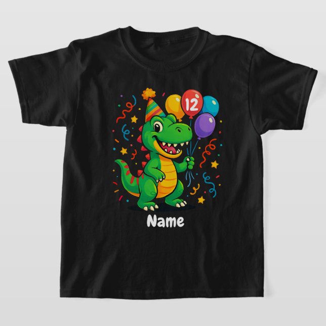 Personalized Cute Birthday Dino  T-Shirt (Laydown)