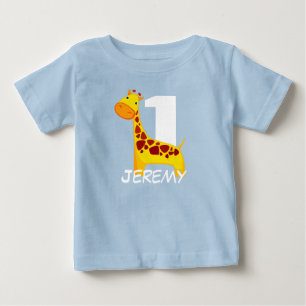 Personalized Cute Birthday Giraffe Baby T-Shirt