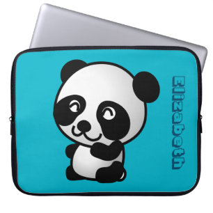 Personalized Cute black and white happy panda bear Laptop Sleeve