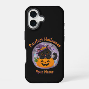 Personalized Cute Black Cat Halloween iPhone Case