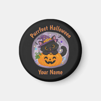 Personalized Cute Black Cat Halloween Magnet