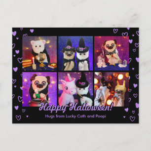 Personalized Cute Black Hearts Halloween Photo Postcard