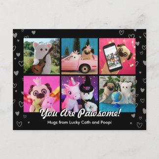 Personalized Cute Black Hearts Photo Modern Postcard