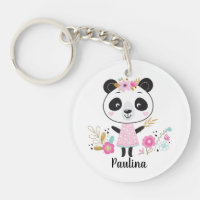 Personalized Cute Black White floral Panda Bear