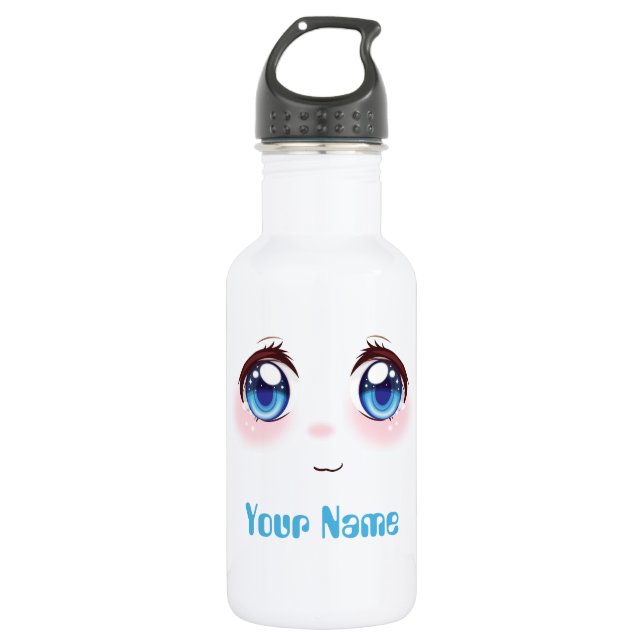 Personalized cute blue anime eyes  532 ml water bottle (Front)