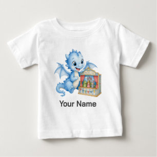 Personalized Cute Blue Baby Dragon Puppet Theatre T-Shirt