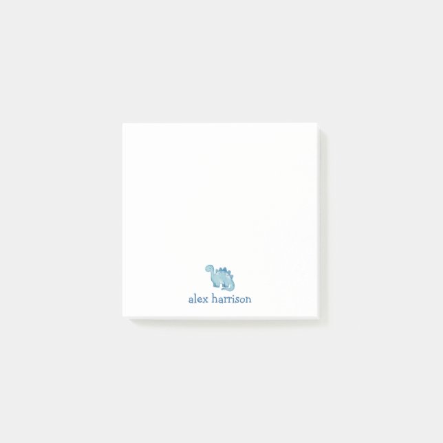 Personalized cute blue dinosaur  post-it notes (Front)