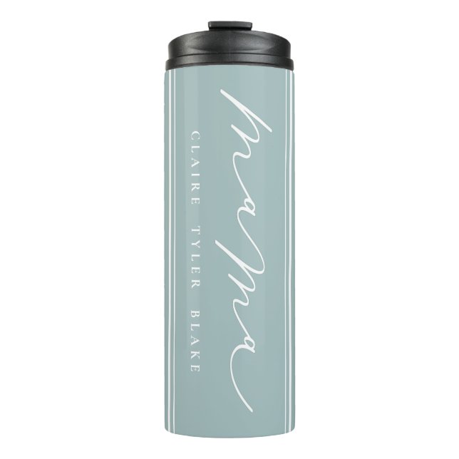 Personalized Cute Blue Mama Script Thermal Tumbler (Front)