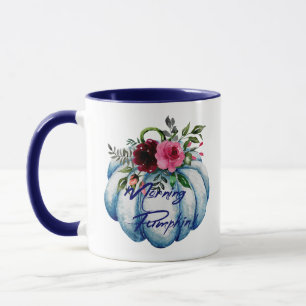 Personalized Cute Blue Morning Pumpkin Coffee Mug