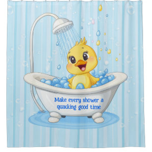 Personalized Cute Blue Rubber Duck Shower Curtain