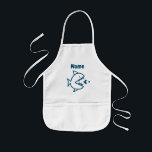 Personalized Cute Blue Shark Fun Kids Apron<br><div class="desc">Personalized Cute Blue Shark Fun Kid's Apron Protect your kid's clothes with this adorable shark apron. Great for crafting, painting, helping with baking and more! Designed with mama shark chasing smaller fish centred on the front of apron with child's name in navy blue typography. CLICK PERSONALIZE TEMPLATE OPTION AND ENTER...</div>