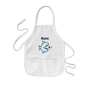 Personalized Cute Blue Shark Fun Kids Apron