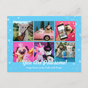  Personalized Cute Blue Stylish Hearts Photo Postcard
