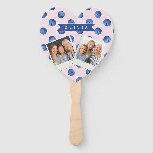 Personalized Cute Blueberry Watercolor Gift Name Hand Fan