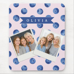 Personalized Cute Blueberry Watercolor Gift Name Mouse Pad