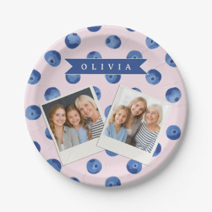 Personalized Cute Blueberry Watercolor Gift Name Paper Plate