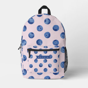 Personalized Cute Blueberry Watercolor Gift Name Printed Backpack