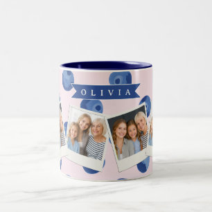 Personalized Cute Blueberry Watercolor Gift Name Two-Tone Coffee Mug