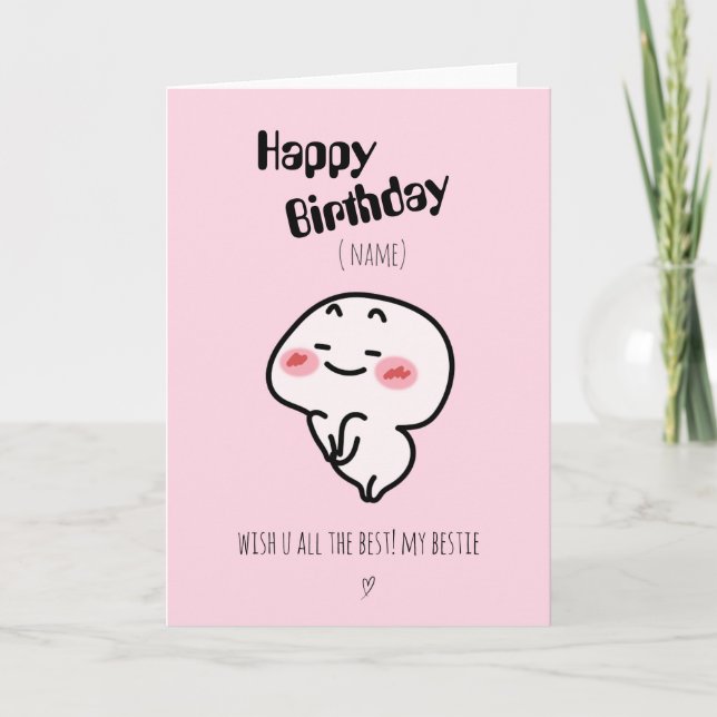 Personalized Cute blushing Birthday Card (Front)