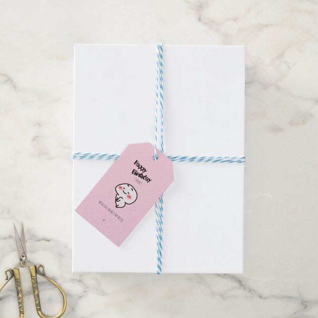 Personalized Cute blushing Birthday  Gift Tags (With Twine)