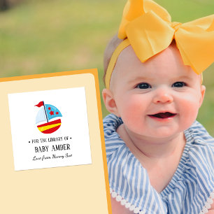 Personalized Cute Boat Baby Bookplate Sticker