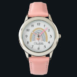 Personalized Cute Boho Watercolor Rainbow  Watch<br><div class="desc">Cute personalized boho watercolor rainbow with hearts watch for adults or kids. Whimsical and cute. Choose from several watchband colours. pink mustard blue.</div>