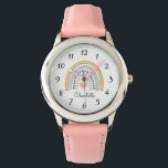 Personalized Cute Boho Watercolor Rainbow  Watch<br><div class="desc">Cute personalized boho watercolor rainbow with hearts watch for adults or kids. Whimsical and cute. Choose from several watchband colours. pink mustard blue.</div>